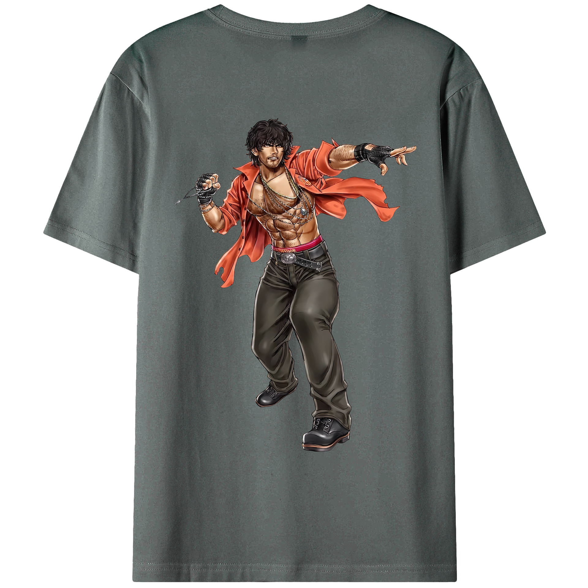 （画像用） 北斗の拳 Fist of the North Star 綿100％ メンズ半袖Tシャツ（バックプリント） 通気性